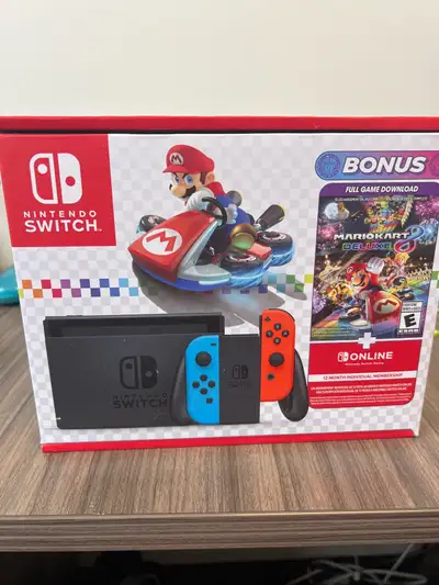 Nintendo switch with Mario kart 8, View more