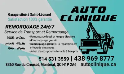 Remorquage auto clinique achat auto et camion pour la ferraille. A bon prix Remorquage local et long...