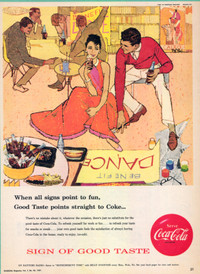 Large 1957 full-page vintage Coke ad, art by Bob Peak