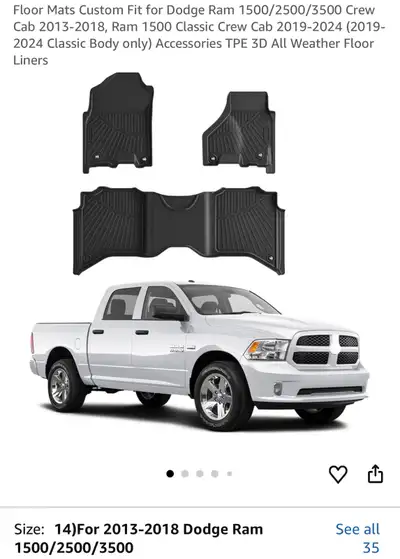 13-18 Dodge Ram Floor Mats, View more