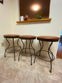 3 wrought iron kitchen stools
