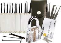 20-Piece Lockpicking Set Professional with Transparent Padlock i