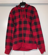 red plaid AMAZON ESSENTIALS hoodie (men’s size medium)