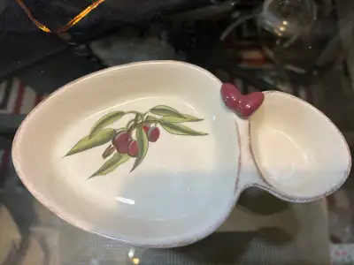Ceramic Divided Serving Dish with Cherries, View more