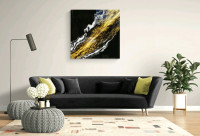 Large RESIN Abstract .... Black, gold and white