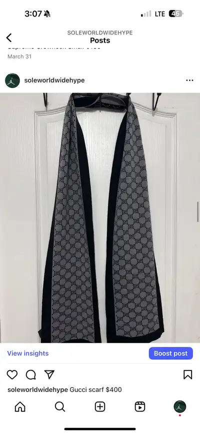 Gucci scarf $400, View more