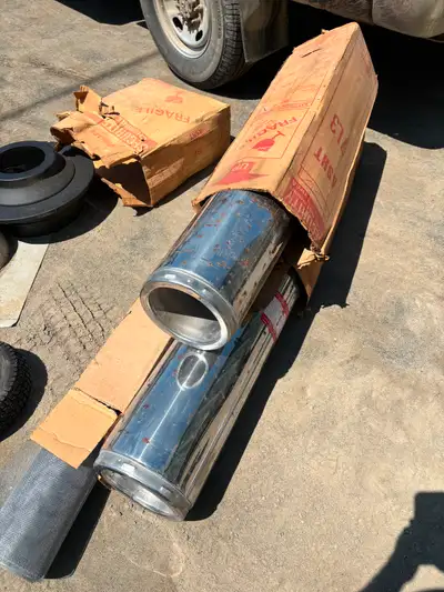 Insulated stove pipe 7 inch new two of them spot rush on outside, View more