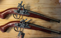 Pair of Hadley 1760 Flintlock Pistols, historical REPLICAS. 
