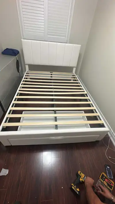 White Bed Frame queen size , View more