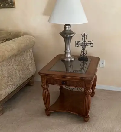 2 End Tables with Glass Top, View more