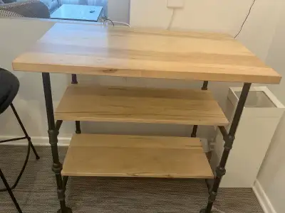 maple wood and pipe hand made island table, View more