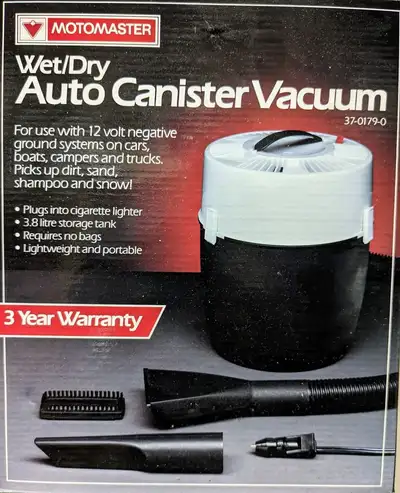 Compact 12V Wet/Dry Canister Vacuum for car, boat, camper, etc., View more