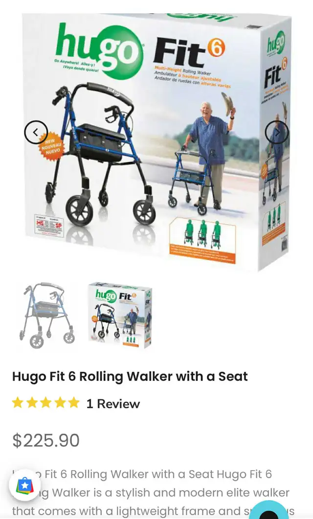 Hugo Fit 6 rolling walker with seat and closed storage-Invermere in Health & Special Needs in Revelstoke - Image 3
