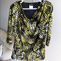 NEW - Artex Fashions - Black Yellow Pattern Blouse Top (Size M)