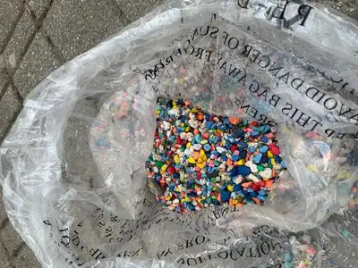 Colored pebbles for aquarium., View more