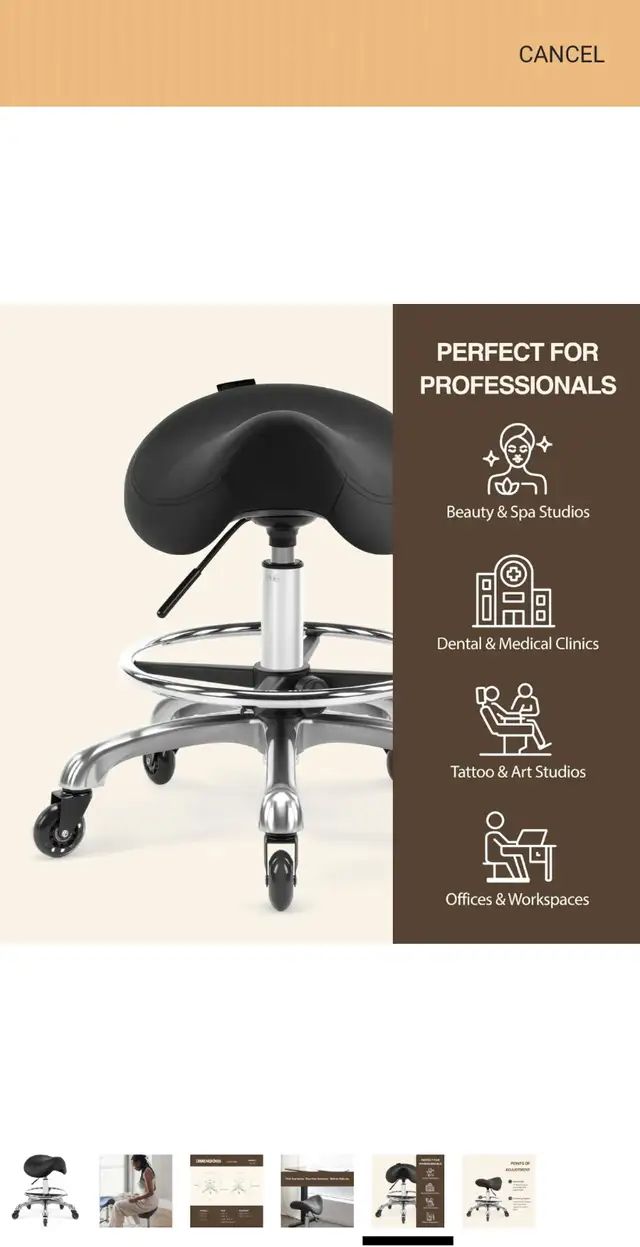 Saddle Stool Adjustable Swivel Rolling Saddle Seat Chair in Chairs & Recliners in City of Toronto - Image 6