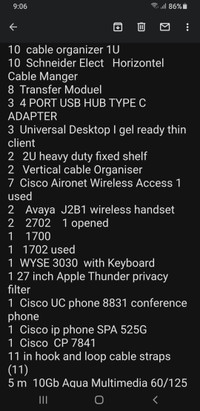 Racks and telephone/data supplies