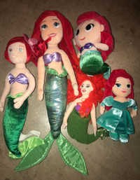 Disney Princess Ariel The Little Mermaid Plush Lot 5 Dolls