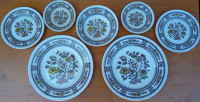 7 "DORSET" PLATES/DISHES by WOOD & SONS, ENGLAND (vintage)