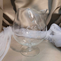 Beautiful Vintage Over-Sized Etched Glass Bowl Decor