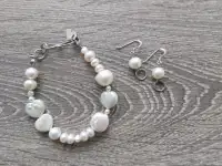 Freshwater Pearl & Sterling Silver Bracelet & Earrings Set
