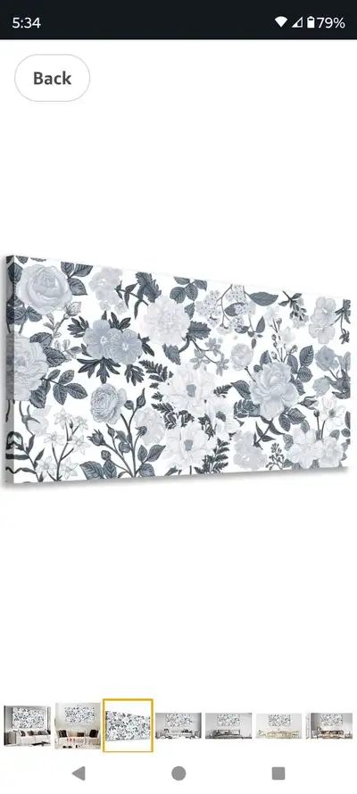 NEW Large Grey, Blue, White, Rose Flower Painting on, View more