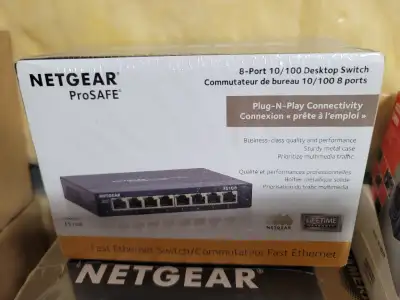 2pcs. NETGAR FS108 brand new and sealed 8port 10/100 desktop unmanaged switch for $40 each