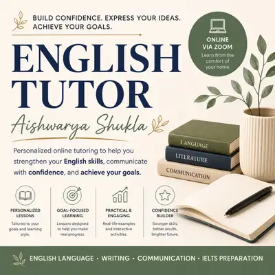 English Tutor for IELTS, Essays, Grammar & Communication, View more