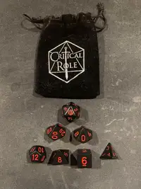 Critical Role 2017 Black & Red Tal'Dorei Dice Set OUT OF PRINT