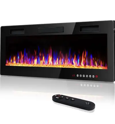 Brand new sealed box. Vitesse 50 inch Ultra-Thin Electric Fireplace in-Wall Recessed and Wall Mounte...
