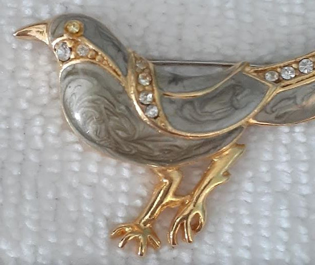 Vintage MCJ enamel & crystal bird of paradise brooch pin signed in Arts & Collectibles in Markham / York Region - Image 3