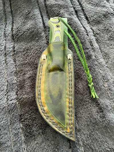 Work tuff nomad, bush crafter with custom handmade leather sheath also comes with original Kydex she...