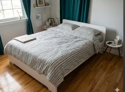 I am selling a complete bedroom set including a white IKEA MALM bed frame (high profile version) and...