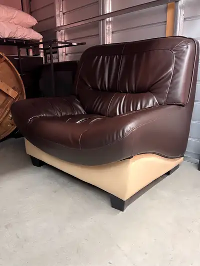 Contemporary 2 tone Custom Leather Oversize Sofa/ Accent Chair. Extremely comfortable and excellent...