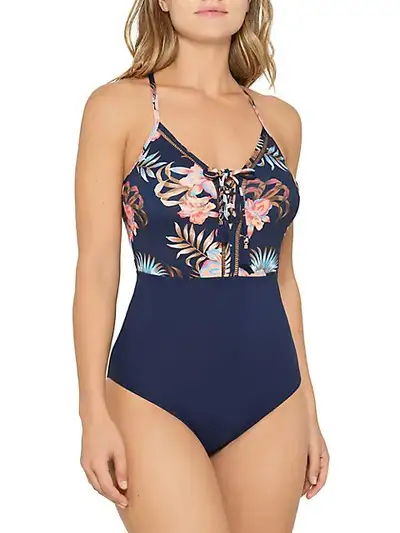 SALE - Beach Couture Botanical-Print 1-Piece Swimsuit