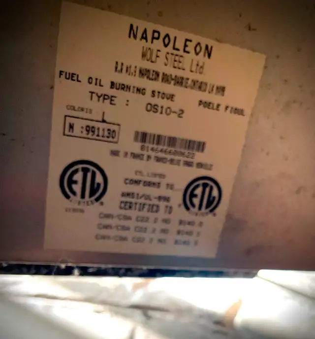 OS10-2 Napoleon oil burning stove63749433759491121