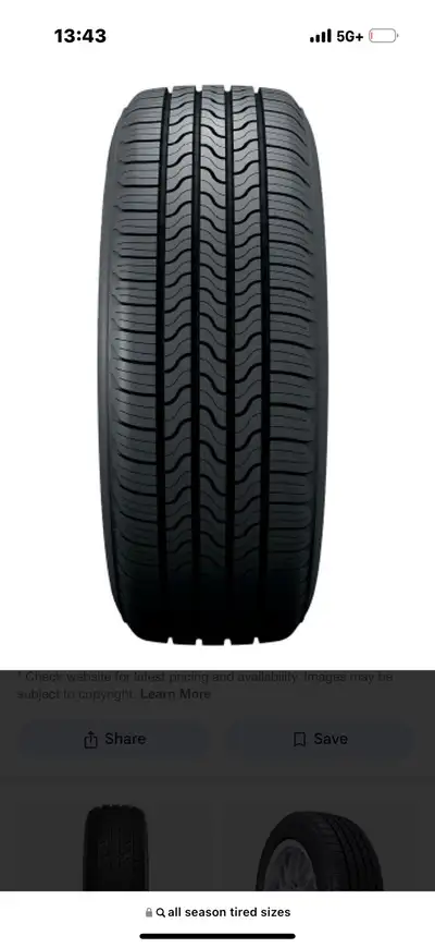 4 all season tires for sale . Any question don’t feel. hesitate to ask. Selling for 500 or best offe...