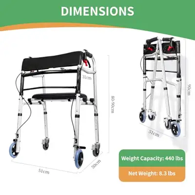 FOLDABLE 2 WHEELED WALKER NEW, View more