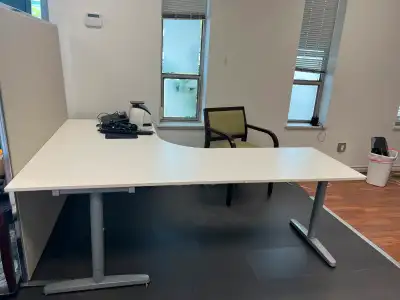 Versatile IKEA Galant in white with grey legs, desk with side extension (as shown in the picture) If...