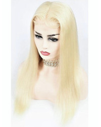 Transparent Lace Front Wig  Platinum Blonde Human Hair In 20”