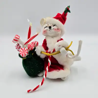 Annalee 2005 Mouse Santa Peppermint Sticks Christmas Figure Cand, View more