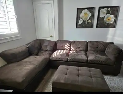 Brown Sectional Couch with Ottoman, View more