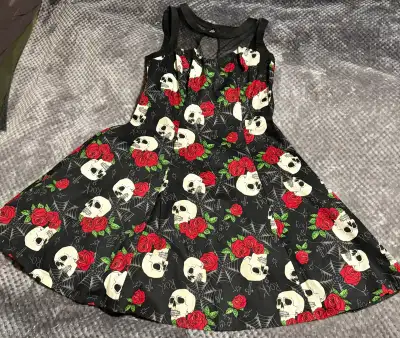 1950s Inspired Pin-Up Girl Dress Rose & Skull Gothic NEW NWT, View more