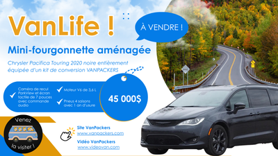 Chrysler Pacifica touring 2020 noire 104 000 km Mini-fourgonnette moteur V6 Aménagé pour voyager