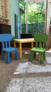 Ikea MAMMUT 2 Chaises et table pour enfants, usage intérieur/ext