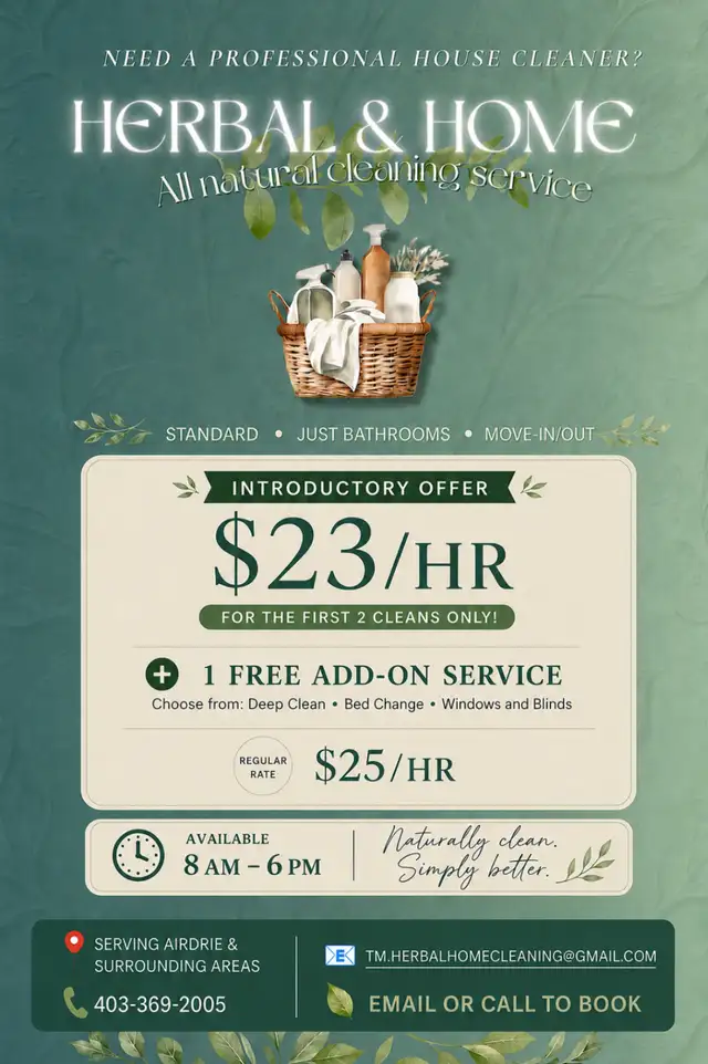 Professional cleaner | Airdrie | $23/hr