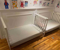 Toddler bed/crib and mattress (used) - bassinet/lit 