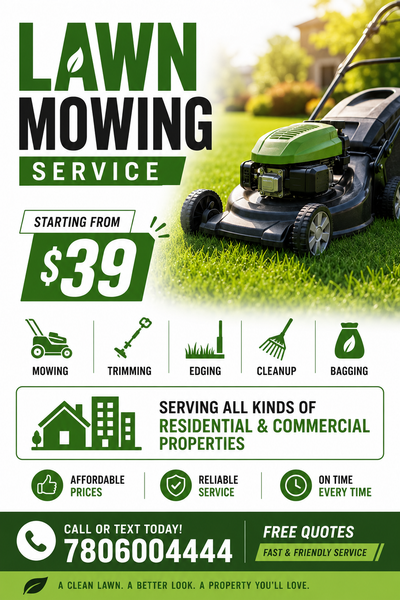 I offer reliable and professional lawn mowing services to keep your yard looking neat and well-maint...
