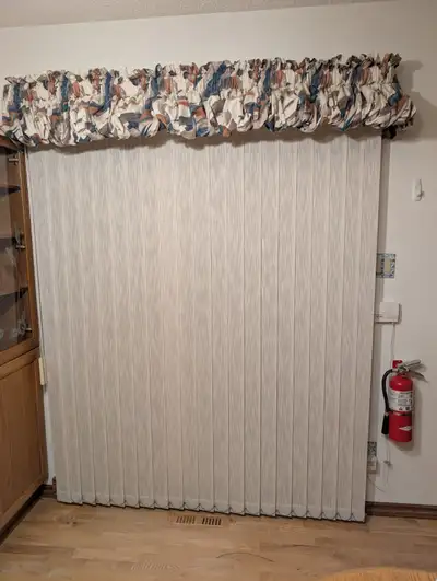 Hunter Douglas Vertical Blinds - Exterior Measurement 63 3/4" exterior of frame. 81 1/2" high. Off-w...