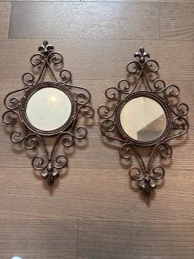 Add a touch of rustic charm to your home with this set of two decorative mirror accents! These mirro...
